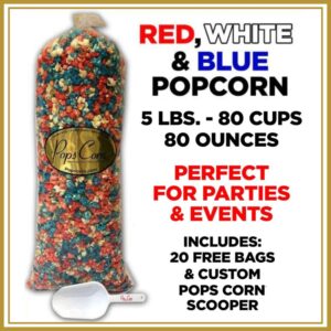 Red, White & Blue Popcorn – Bulk 5 lb (95 oz) Bag | Caramel & Kettle Mix | Gourmet Patriotic Popcorn | Pops Corn®